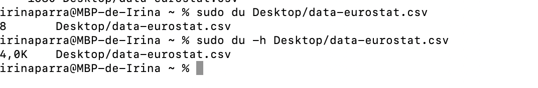 Averiguamos el peso del archivo del archivo desde el terminal con du y du -h